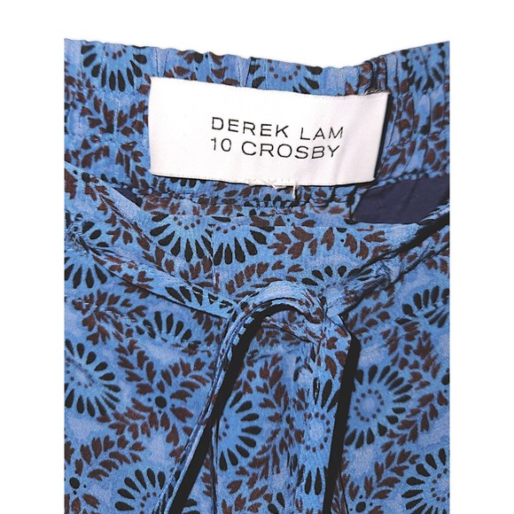 Derek Lam 10 Crosby Pants 10 Blue Red Lagoon Silk Casual Comfort Designer Geo - Picture 2 of 4